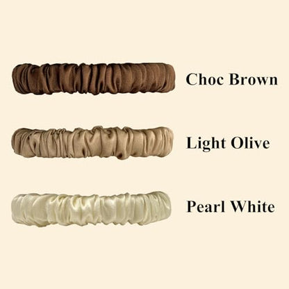 VLOMOT 3 Pcs Set 100% Pure Mulberry Silk Hair Scrunchies (Chocolate) | Silk Hair Ties for Thin Hair with 3 Chic Colors Everyday Skinny Scrunchies Silk Ponytail Holders Hair Care No Damage - color: Chocolate