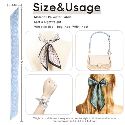 ZXZH 6 Pack Fashion Scarves for Women, Versatile Boho Head Scarf | Satin Scarf for Hair, Neck, Wrist, and Purse Accessories - color: Exotic Jungle Leaf