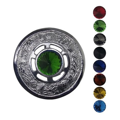 AAR Scottish Ladies Kilt Fly Plaid Brooch with Stone 2"/Highland Shawl Brooches - color: Green