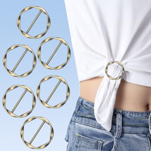 18Pcs Shirt Ties Clips for Women Silk Scarf Ring Clip T-Shirt Buckle Ring Clip Metal Round Circle Clip Clothes Clip - color: Bronze