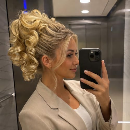 CAISHA Jumbo Hairpiece Scrunchy Updo Voluminous Curly Messy Bun Blond Mix G7L - color: blond mix #86AH613 G7L