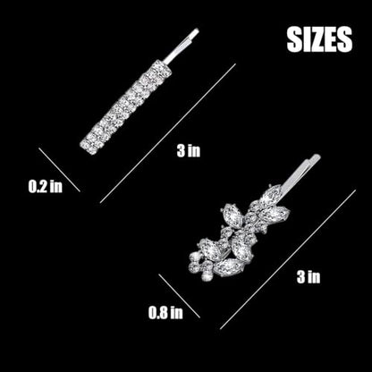 6 Pieces Delicate Rhinestone Bridal Hair Clip, Leaf Wedding Hairpin Bride Crystal Hair Clips, Elegant Bridal Hairpins, Hair Accessories for Women Girls (Classic Type)