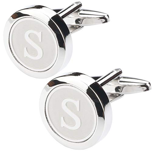 Mens Classic Stainless Steel Initial Cufflinks 26 Alphabet Initial Letter Cufflinks Business Wedding Shirts A-Z - style: S