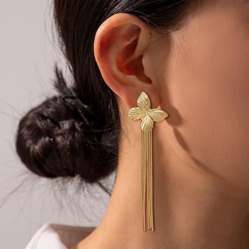 Long Earrings for Women Dangling Black Tassel Earrings Fringe Earrings Formal Elegant Earrings Bridesmaid Jewelry - style: style 3 - butterfly 1