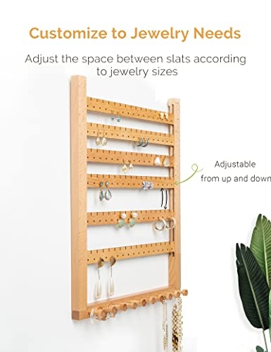 Mymazn Beech Earring Wall Holder Hanging Jewelry Organizer Assembly Display Wall Mount Organizer for Necklaces Rings Scrunchies - color: yellow