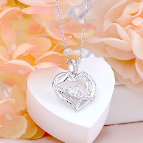 Sterling Silver Pendant Necklace Charms Hypoallergenic Fashion Jewelry Dainty Valentines Day Birthday Gift for Women - style: CZ Love Heart