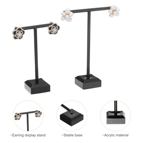 uxcell Earring Display Stands, 2pcs Earring Holder T Bar Earring Organizer Earring Display Storage Rack for Necklaces Bracelet Photography Prop, Black - color: Black