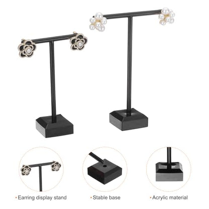 uxcell Earring Display Stands, 2pcs Earring Holder T Bar Earring Organizer Earring Display Storage Rack for Necklaces Bracelet Photography Prop, Black - color: Black