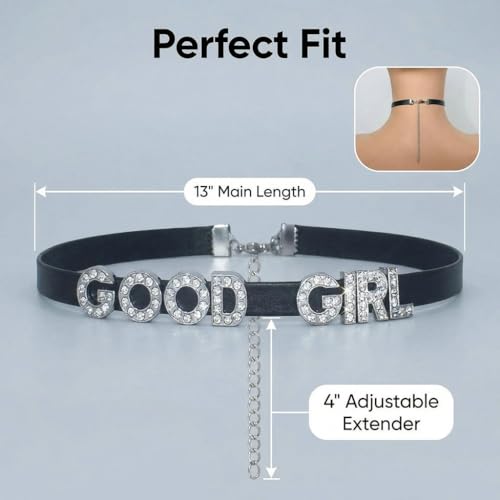 2PCS Cute Punk Goodgirl Heart Gothic Leather Choker Necklaces for Women | Love Collars For Lover Girlfriend,Adjustable Jewelry with Chain For Valentine's Day,Sweet Dating,Halloween Outfits