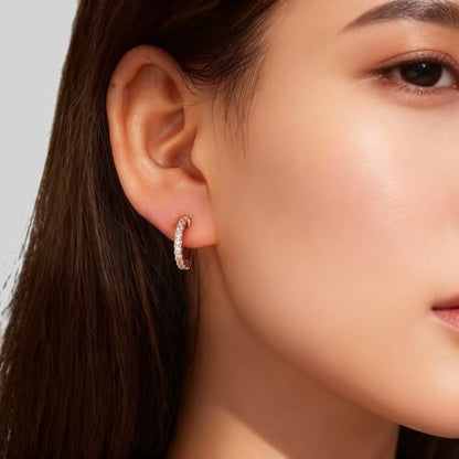 Clip On Earrings for Women 14K Gold Plated Hoop CZ Huggie Hoops Small Adjustable Non Pierced Fake Golden Earrings Invisible Hoop Clip On Earrings - color: 2 Pairs Gold