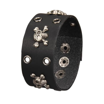 Jeilwiy Punk Leather Wristbands for Men Bracelets Handmade Wide Cuff Bangle Braided Jewelry Black Brown Adjustable - Punk Father's Gifts - color: HGB150-Black