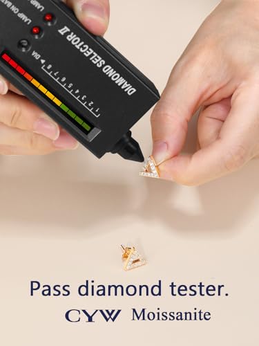 All Moissanites Sparkly Geometric Stud Earrings for Women, Solid 925 Sterling Silver with Rhodium/Gold Plated Hypoallergenic, Lightweight Comfy Earrings - color: Triangle - Yellow Gold