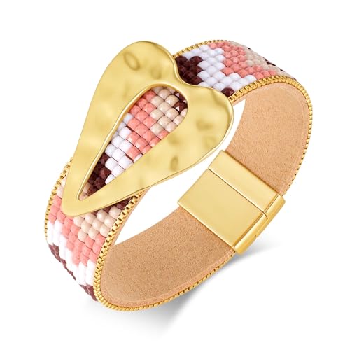 WOWORAMA Boho Leather Wrap Bracelet for Women Trendy Multi Layered Leather Bracelets Wide Western Stackable Wristband Cuff Bangles Statement Bracelet Jewelry - color: Colorful