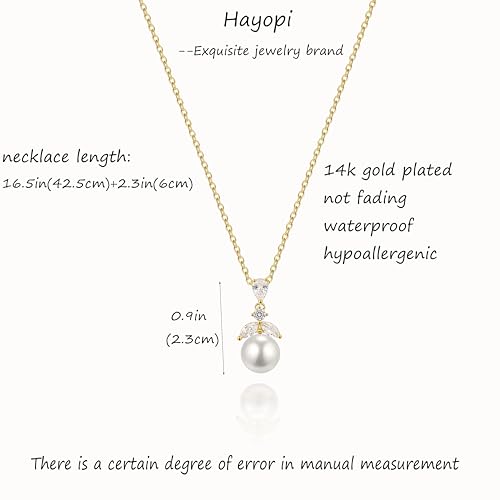 Pearl Necklaces for Women,Dainty Gold Pendant Necklaces Waterproof Jewelry | 14K Gold Plated Pearl Necklaces,Dainty Elegant Wedding Necklace,Small Cute Adjustable Minimalist Necklace,Non Tarnish Jewelry - color: GOLD-8