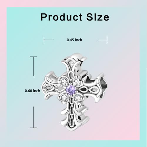 LUXILLA Charms for Bracelets & Necklace 925 Sterling Silver Charms Elephant Happy Birthday Charm Fit for Valentine's Day Mother's Day Jewelry Gift for Women - color: Cross Charm