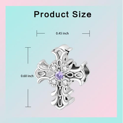 LUXILLA Charms for Bracelets & Necklace 925 Sterling Silver Charms Elephant Happy Birthday Charm Fit for Valentine's Day Mother's Day Jewelry Gift for Women - color: Cross Charm