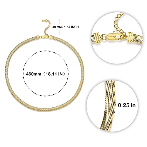 FRUMOS Dainty Layered Choker Necklace 18k gold Plated Y Pendant Commemorative coin Necklace Multilayer Bar Disc Necklace Adjustable Layering Choker Necklaces fashion jewelry for Women Girls - color: Soft snake necklace