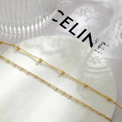 Warshion Ankle Bracelets for Women - 14K Gold Plated Waterproof Gold Anklet Delicate Chain Women's Anklets Summer Beach Pearl Jewelry Layering Gift Non Tarnish - color: ANKLETS-A-GD