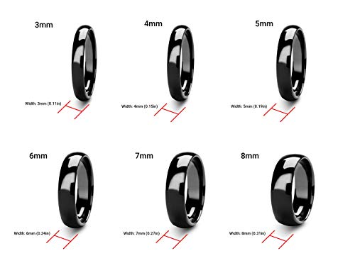 Sterling Silver Plain Dome Wedding Band for Men and Women, Made In USA - Custom Text Personalized Ring, 3mm to 8mm Width, Size 4-13 - color: Black, size: 4, style: 3 MM Width (Blank)