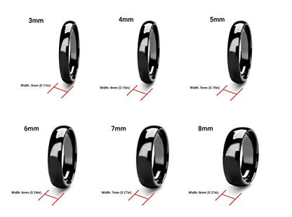 Sterling Silver Plain Dome Wedding Band for Men and Women, Made In USA - Custom Text Personalized Ring, 3mm to 8mm Width, Size 4-13 - color: Black, size: 4, style: 3 MM Width (Blank)