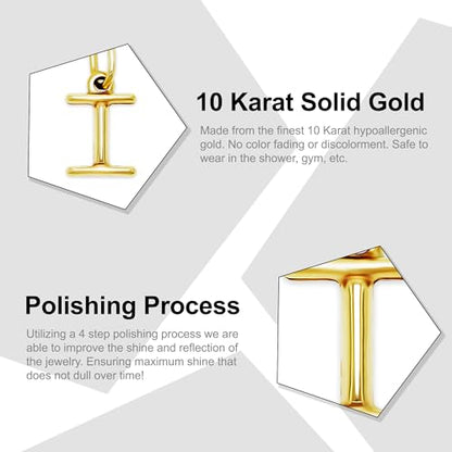 Gold Puffed Initial Letter Charm - 10 Karat Gold - 3D Bubble Letter Pendant - style: Letter i