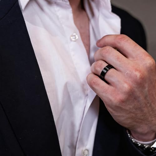 MECCANIXITY Stainless Steel Ring, Plain Ring Blanks Matte Brushed Wedding Bends for Men Women - color: Silver/Black/Gold