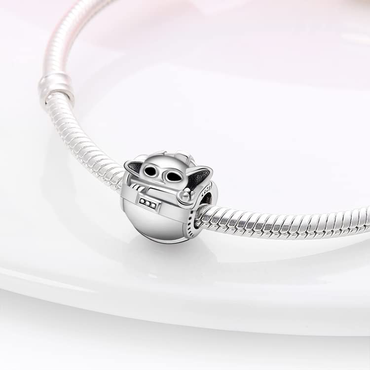LIGHTDOG 925 Sterling Silve Charms fits Pandora Bracelets Necklace,5A Zircon Dangle Pendant Bead,Mother's Day Gift Jewelry Beads for Women - style: The Child,Yoda Charm