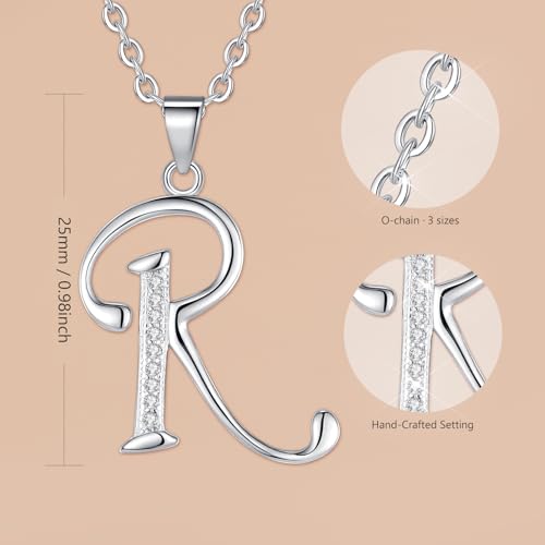 VIKI LYNN Dainty Initial Letter Pendant Necklace for Women | Cubic Zirconia Initial Jewelry, Personalized Letter Necklace, Dainty Women Jewelry, Birthday Gift Idea for Her, Mom and Wife - color: Silver, style: Silver-R