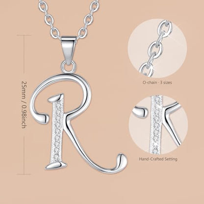VIKI LYNN Dainty Initial Letter Pendant Necklace for Women | Cubic Zirconia Initial Jewelry, Personalized Letter Necklace, Dainty Women Jewelry, Birthday Gift Idea for Her, Mom and Wife - color: Silver, style: Silver-R