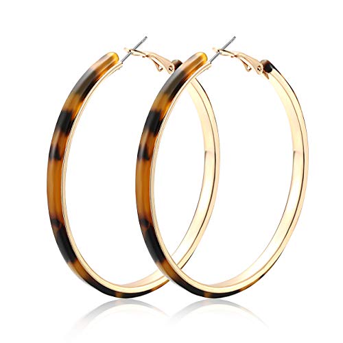 Acrylic Earrings Lightweight Hoop Earrings Statement Resin Drop Dangle Stud Earrings Fashion Jewelry For Women - color: Tortoiseshell