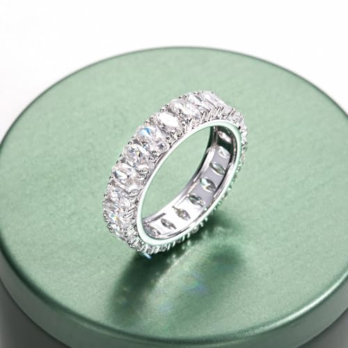 Moissanite Eternity Ring, S925 Sterling Silver Wedding Band for Women - style: Star Prism Eternity Band