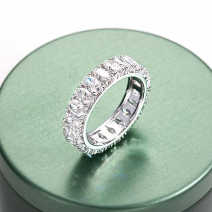 Moissanite Eternity Ring, S925 Sterling Silver Wedding Band for Women - style: Star Prism Eternity Band