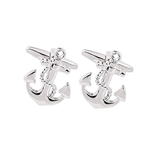 Flairs New York Gentleman's Premium Handmade Artisan Tie Bars Clips Cufflinks - size: Medium, style: Silver Anchor Cufflinks (1 Pair)