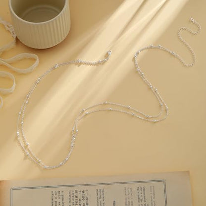 Waist Chain for Women 14K Gold/Silver Plated Body Chain Beads Link Belly Chains Belly Belt Waist Beads Chains Adjustable Sexy Bikini Body Jewelry Daily Belts Gifts for Women - style: Layered Beads-SL