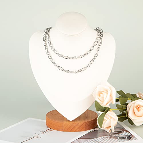 UMAOKANG Silver Stainless Steel Embossed Cable Chains for Jewelry Making | 16.4 Feet Thick Oval Link Chains Bulk Heavy Men Hip-pop Necklace DIY Chain with Jump Rings Lobster Clasps - color: Silver Embossed Rolo