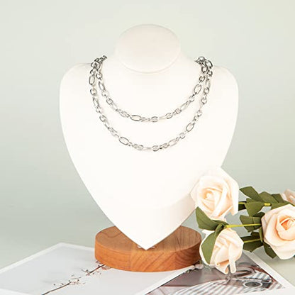 UMAOKANG Silver Stainless Steel Embossed Cable Chains for Jewelry Making | 16.4 Feet Thick Oval Link Chains Bulk Heavy Men Hip-pop Necklace DIY Chain with Jump Rings Lobster Clasps - color: Silver Embossed Rolo