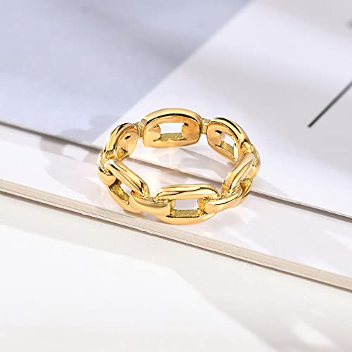 VNOX 18K Gold Plated/Silver Stainless Steel Cuff Link Ring for Women - color: Gold Plated-Link
