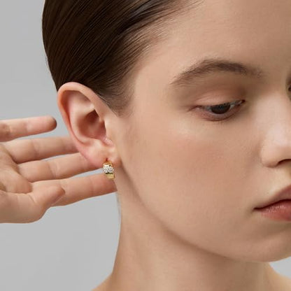 18K Gold Plated Huggie Hoop Earrings for Women, 925 Sterling Silver Post, Hypoallergenic Small Earrings - color: Charlotte Pavé Huggies
