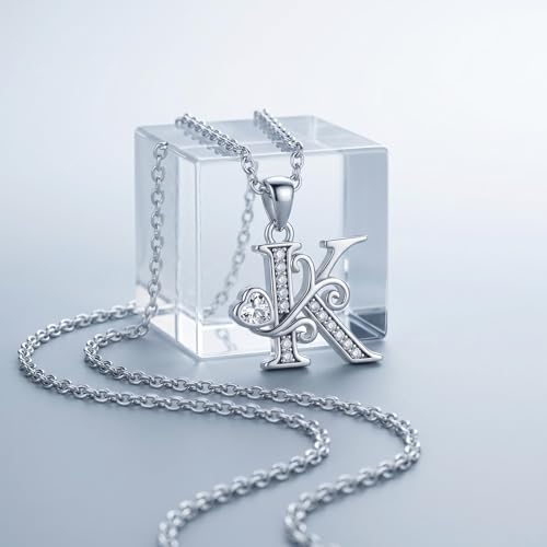 S925 Sterling Silver Initial Letter Necklaces for Women Dainty Letter Chain Necklace for Women Personalized Jewelry Gifts - style: K