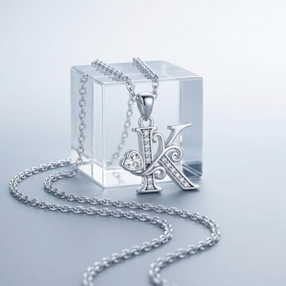S925 Sterling Silver Initial Letter Necklaces for Women Dainty Letter Chain Necklace for Women Personalized Jewelry Gifts - style: K