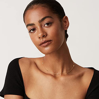 PAVOI 14K Gold Plated Station Necklace - Simulated Diamond Layering Necklaces - Womens CZ Chain - style: Station