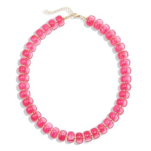 AOZEL Chunky Resin Beaded Necklace for Women Colorful Bead | Summer Beach, Waterproof, Fade Resistant, Adjustable Length, Boho Statement, for Daily Wear & Gifting - color: Turquoise