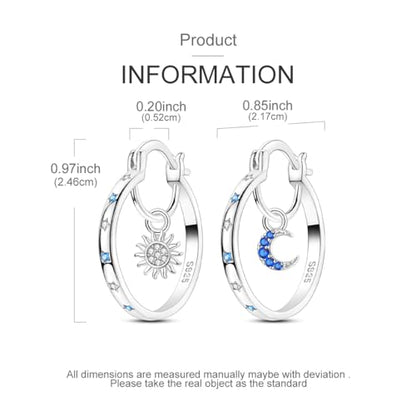 Parmuz 925 Sterling Silver Earrings Hoops for Women Ladies Simple Lightweight Twisted Medium Hoop Earrings With Cubic Zirconia Hypoallergenic Jewelry for Her - color: royal blue