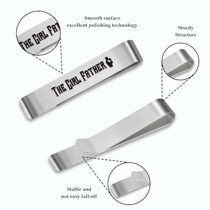 Girl Dad Gifts Girl Father New Dad Stainless Steel Tie Clip Pin Bar Birthday Gifts Christmas from Daughter Cool Stocking Stuffers Gift Valentines Day Fathers Day Gift Presents for Bonus Dads Stepdad