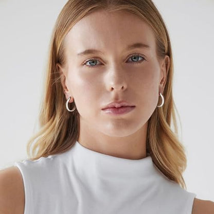 3mm Wide Large Hoop Earrings for Women Hypoallergenic 925 Sterling Silver Post Gold Earrings Lightweight Silver Hoop Earrings Oversize Big Gold Hoops 30/40/50/60MM - color: Silver, size: 20mm