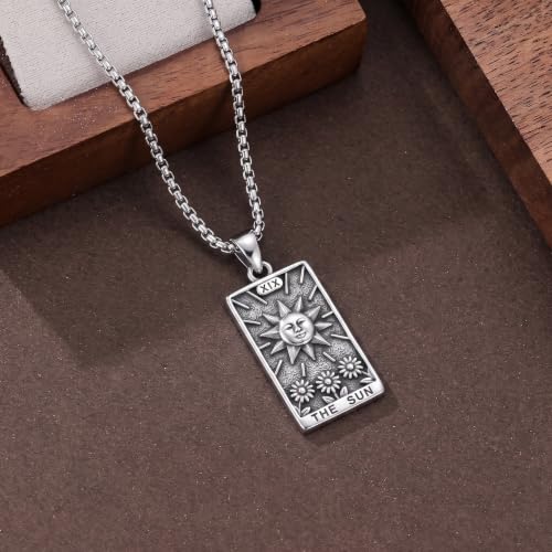 YAFEINI Cat Tarot Necklace 925 Sterling Silver Cat Tarot Pendant Necklace Jewelry Gifts for Women - style: Sun Tarot