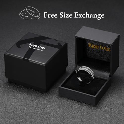 King Will 8mm Tungsten Carbide Rings for Men Cubic Zircon Stones Inlay - color: Gunmetal-Black Gemstones 8mm