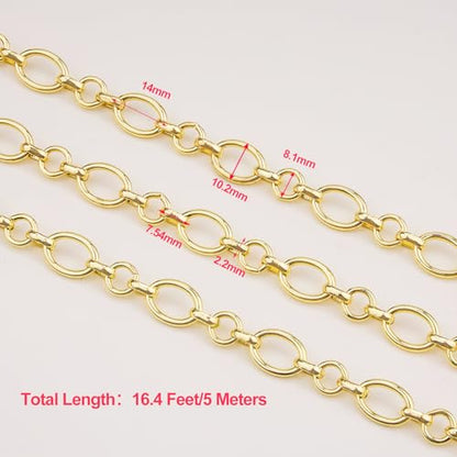KYUNHOO 5 Meters Light Gold Chain for Jewelry Making Oval Links Chains | Gold Plated Iron Chains for Crafts Necklace Making Jewelry Supplies - color: Oval Circle Gold