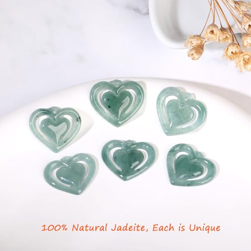 Real Green Jade Pendant Necklace for Women Donut/Heart/Clover/Teardrop/Rose/Lotus Flowers Genuine Jadeite Jewelry with Gold Plated 925 Sterling Silver Chain - style: Heart with Necklace