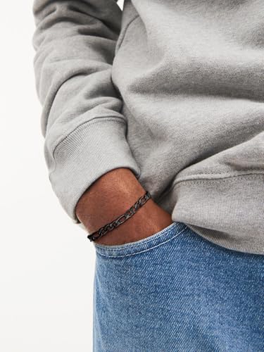 ChainsHouse Figaro Link Chain Bracelet for Men Stainless Steel Jewelry | Black/ Gold Bracelets Men, 6/9/13mm Figaro Cuabn Bracelets 7.5"/8.3", Chunky Hip Hop Wrist Hand Chain Bracelet for Gift - color: h: 6mm-black